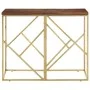 Edelstahl-Konsolentisch mit massiver Holzplatte und goldenem Querbalken. von vidaXL, Seitentische - Ref: Foro24-349990, Preis...