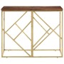 Mesa consola acero inoxidable madera maciza traviesa dorado by vidaXL, Side tables - Ref: Foro24-349990, Price: 103,08 €, Dis...
