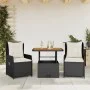 Mesita y sillas con cojines 3 piezas ratán sintético negro by vidaXL, Garden sets - Ref: Foro24-3262765, Price: 309,74 €, Dis...