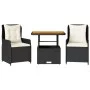 Mesita y sillas con cojines 3 piezas ratán sintético negro by vidaXL, Garden sets - Ref: Foro24-3262765, Price: 309,74 €, Dis...