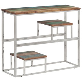 Mesa consola acero inoxidable madera maciza reciclada plateada by vidaXL, Side tables - Ref: Foro24-350016, Price: 84,58 €, D...