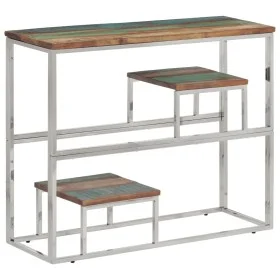 Mesa consola acero inoxidable madera maciza reciclada plateada by vidaXL, Side tables - Ref: Foro24-350016, Price: 83,83 €, D...