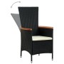 Set comedor de jardín 7 piezas ratán sintético y madera negro