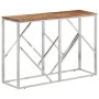 Mesa consola acero inoxidable y madera maciza acacia plateada by vidaXL, Side tables - Ref: Foro24-349999, Price: 85,69 €, Di...