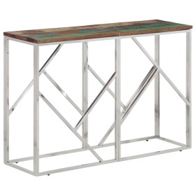 Mesa consola acero inoxidable madera maciza reciclada plateada by vidaXL, Side tables - Ref: Foro24-350000, Price: 86,29 €, D...