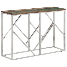 Mesa consola acero inoxidable madera maciza reciclada plateada by vidaXL, Side tables - Ref: Foro24-350000, Price: 85,53 €, D...