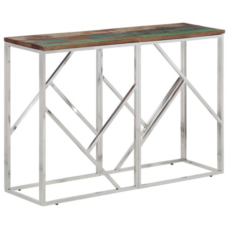 Mesa consola acero inoxidable madera maciza reciclada plateada by vidaXL, Side tables - Ref: Foro24-350000, Price: 86,29 €, D...