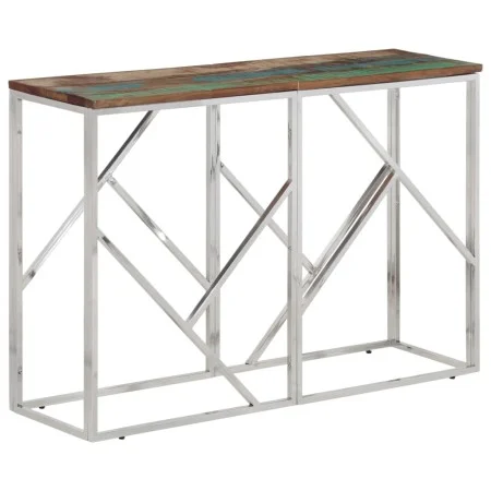 Mesa consola acero inoxidable madera maciza reciclada plateada by vidaXL, Side tables - Ref: Foro24-350000, Price: 85,53 €, D...