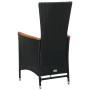 Set comedor de jardín 7 piezas ratán sintético y madera negro