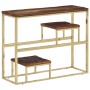 Mesa consola acero inoxidable madera maciza traviesa dorado by vidaXL, Side tables - Ref: Foro24-350014, Price: 111,56 €, Dis...