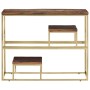 Mesa consola acero inoxidable madera maciza traviesa dorado by vidaXL, Side tables - Ref: Foro24-350014, Price: 111,56 €, Dis...