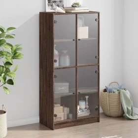Aparador alto con puertas madera roble marrón 68x37x142 cm by vidaXL, Sideboards - Ref: Foro24-3295863, Price: 125,03 €, Disc...