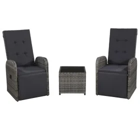 Garten-Bistromöbel-Set 3-teilig mit grauen synthetischen Rattankissen von vidaXL, Gartensets - Ref: Foro24-47678, Preis: 361,...