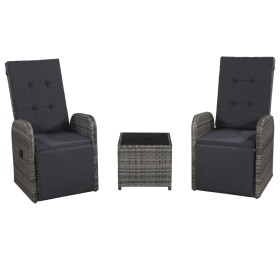Garten-Bistromöbel-Set 3-teilig mit grauen synthetischen Rattankissen von vidaXL, Gartensets - Ref: Foro24-47678, Preis: 363,...