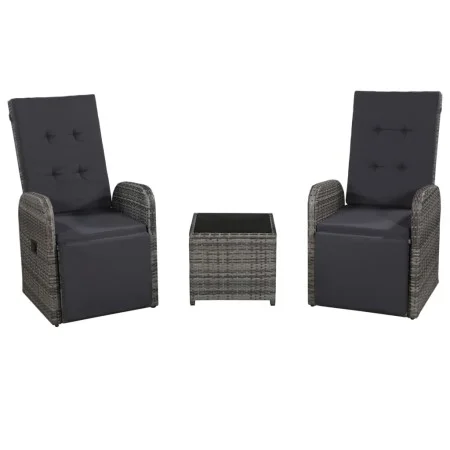 Garten-Bistromöbel-Set 3-teilig mit grauen synthetischen Rattankissen von vidaXL, Gartensets - Ref: Foro24-47678, Preis: 361,...