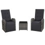 Garten-Bistromöbel-Set 3-teilig mit grauen synthetischen Rattankissen von vidaXL, Gartensets - Ref: Foro24-47678, Preis: 363,...