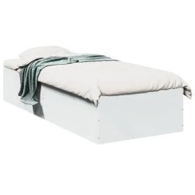 White engineered wood bed frame 75x190 cm by vidaXL, Beds and slatted bases - Ref: Foro24-841986, Price: 68,40 €, Discount: %