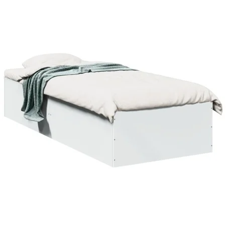 White engineered wood bed frame 75x190 cm by vidaXL, Beds and slatted bases - Ref: Foro24-841986, Price: 68,40 €, Discount: %
