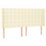 Cabecero con orejas cuero sintético crema 163x16x118/128cm