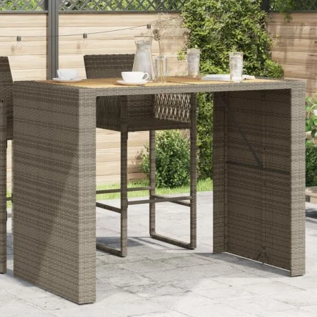 Mesa alta jardín superficie madera ratán PE gris 145x80x110 cm by vidaXL, Garden tables - Ref: Foro24-368699, Price: 250,60 €...