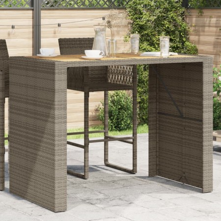 Mesa alta jardín superficie madera ratán PE gris 145x80x110 cm by vidaXL, Garden tables - Ref: Foro24-368699, Price: 230,86 €...