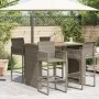 Mesa alta jardín superficie madera ratán PE gris 145x80x110 cm by vidaXL, Garden tables - Ref: Foro24-368699, Price: 250,60 €...
