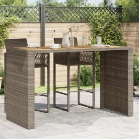 Mesa alta jardín superficie madera ratán PE gris 185x80x110 cm by vidaXL, Garden tables - Ref: Foro24-368701, Price: 285,95 €...
