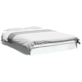 White engineered wood bed frame 120x200 cm by vidaXL, Beds and slatted bases - Ref: Foro24-842028, Price: 100,04 €, Discount: %