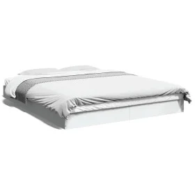 White engineered wood bed frame 150x200 cm by vidaXL, Beds and slatted bases - Ref: Foro24-842014, Price: 87,05 €, Discount: %