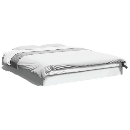 White engineered wood bed frame 150x200 cm by vidaXL, Beds and slatted bases - Ref: Foro24-842014, Price: 87,02 €, Discount: %