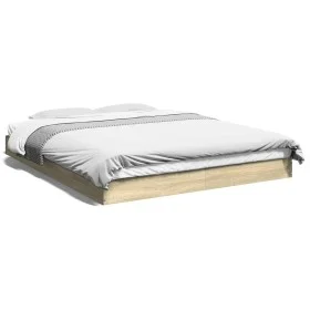 Sonoma oak engineered wood bed frame 150x200 cm by vidaXL, Beds and slatted bases - Ref: Foro24-842016, Price: 86,95 €, Disco...