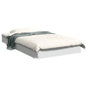 White engineered wood bed frame 100x200 cm by vidaXL, Beds and slatted bases - Ref: Foro24-842056, Price: 64,32 €, Discount: %