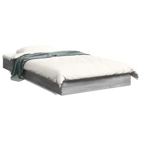 Sonoma gray engineered wood bed frame 100x200 cm by vidaXL, Beds and slatted bases - Ref: Foro24-842061, Price: 63,51 €, Disc...