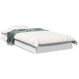 White engineered wood bed frame 90x200 cm by vidaXL, Beds and slatted bases - Ref: Foro24-842063, Price: 80,78 €, Discount: %