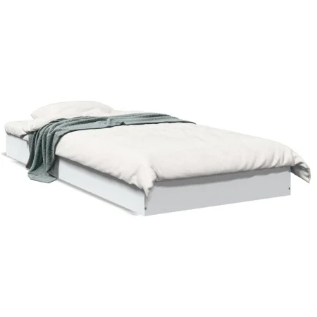 White engineered wood bed frame 90x200 cm by vidaXL, Beds and slatted bases - Ref: Foro24-842063, Price: 78,14 €, Discount: %