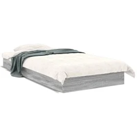 Sonoma gray engineered wood bed frame 90x200 cm by vidaXL, Beds and slatted bases - Ref: Foro24-842068, Price: 63,04 €, Disco...