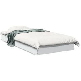 White engineered wood bed frame 75x190 cm by vidaXL, Beds and slatted bases - Ref: Foro24-842077, Price: 59,53 €, Discount: %
