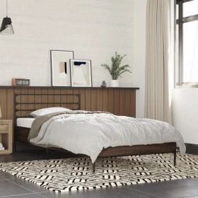Engineered wood metal bed frame oak brown 75x190 cm by vidaXL, Beds and slatted bases - Ref: Foro24-845626, Price: 73,16 €, D...