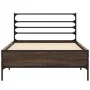 Engineered wood metal bed frame oak brown 75x190 cm by vidaXL, Beds and slatted bases - Ref: Foro24-845626, Price: 65,85 €, D...