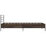 Estructura cama madera ingeniería metal roble marrón 75x190 cm de vidaXL, Camas y somieres - Ref: Foro24-845626, Precio: 65,8...