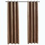 Cortinas opacas con anillas 2 pzas terciopelo beige 140x245 cm