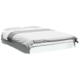 White engineered wood bed frame 135x190 cm by vidaXL, Beds and slatted bases - Ref: Foro24-842042, Price: 97,90 €, Discount: %