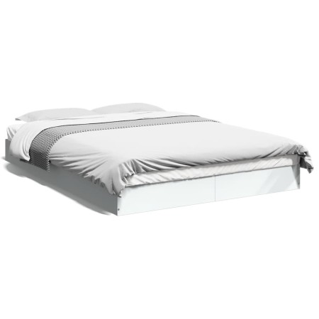 Weißer Bettrahmen aus Holzwerkstoff, 135 x 190 cm von vidaXL, Betten und Lattenroste - Ref: Foro24-842042, Preis: 99,41 €, Ra...