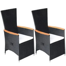 Reclining garden chairs and cushions 2 pcs black synthetic rattan by vidaXL, Garden chairs - Ref: Foro24-47683, Price: 251,18...
