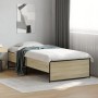 Estructura cama madera ingeniería metal roble Sonoma 90x190 cm de vidaXL, Camas y somieres - Ref: Foro24-845247, Precio: 73,4...