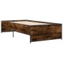 Engineered wood bed frame metal smoke oak 75x190 cm by vidaXL, Beds and slatted bases - Ref: Foro24-845253, Price: 86,01 €, D...