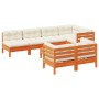 Set de sofás jardín 8 pzas con cojines madera pino marrón cera by vidaXL, Garden sets - Ref: Foro24-3299350, Price: 688,99 €,...