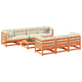 Set de sofás jardín 8 pzas con cojines madera pino marrón cera by vidaXL, Garden sets - Ref: Foro24-3299325, Price: 928,80 €,...