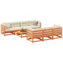 Set de sofás jardín 8 pzas con cojines madera pino marrón cera by vidaXL, Garden sets - Ref: Foro24-3299325, Price: 928,80 €,...