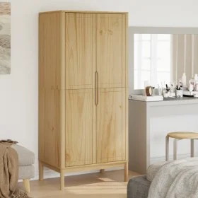 FLORO-Schrank aus massiver Kiefer in brauner Wachsoptik, 77x53x171 cm. von vidaXL, Kleiderschränke - Ref: Foro24-374005, Prei...